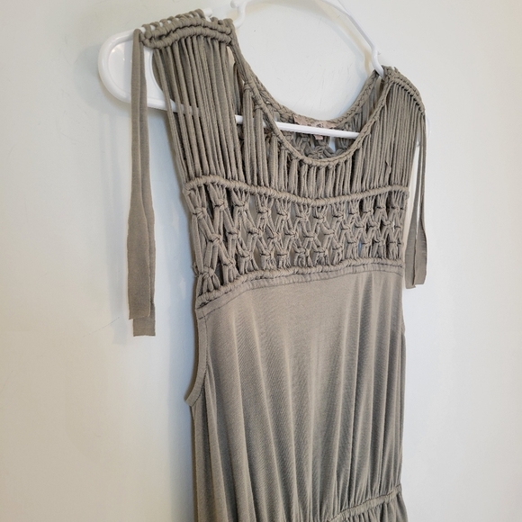Miss Me Olive Taupe Macrame Boho Dress Small - Picture 6 of 12